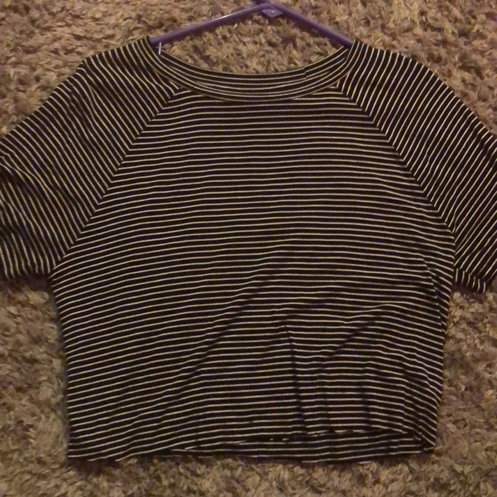 black and white striped crop top